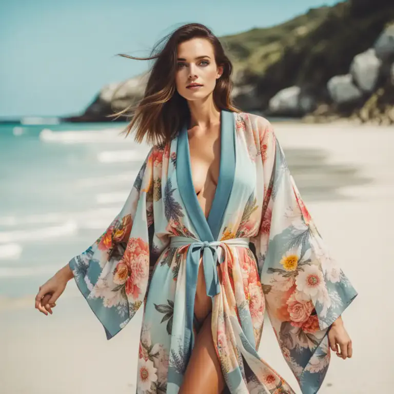 Visual representation of "kimono" - A type of long, loose robe with wide sleeves, initially from Japan but now worn elsewhere too.