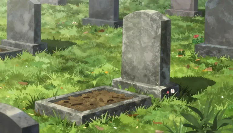 Visual representation of "gravestone" - A stone slab, set up over a grave to remember the person who has died.