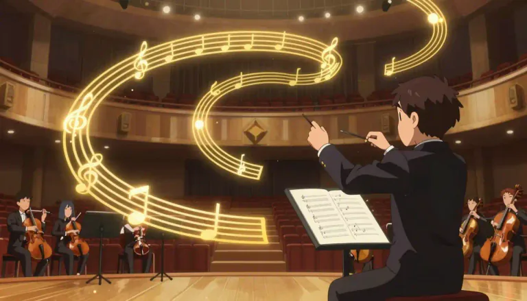 Visual representation of "leitmotif" - A repeated theme or idea in a piece of music, literature, or art