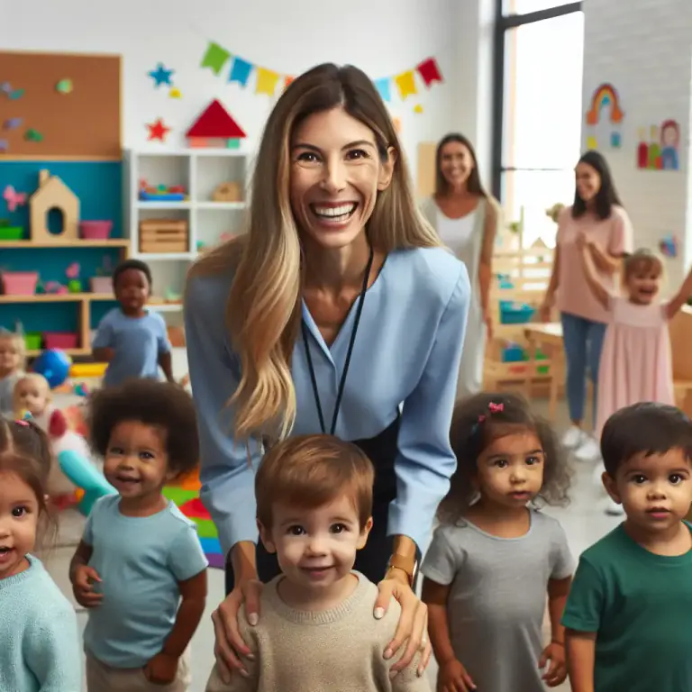 Visual representation of "childcare" - The practice or skill of looking after children by a day-care center, babysitter, or other providers.