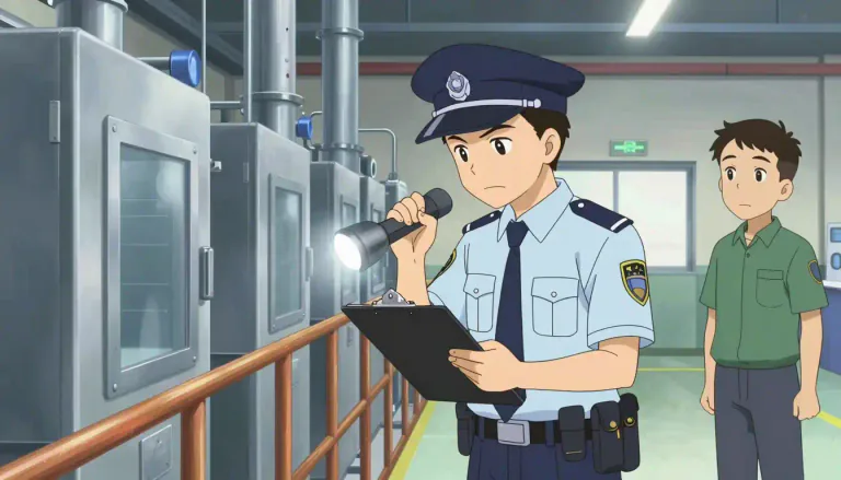 Visual representation of "inspector" - A person whose job is to officially examine something or someone to make sure everything is correct, legal, or safe.