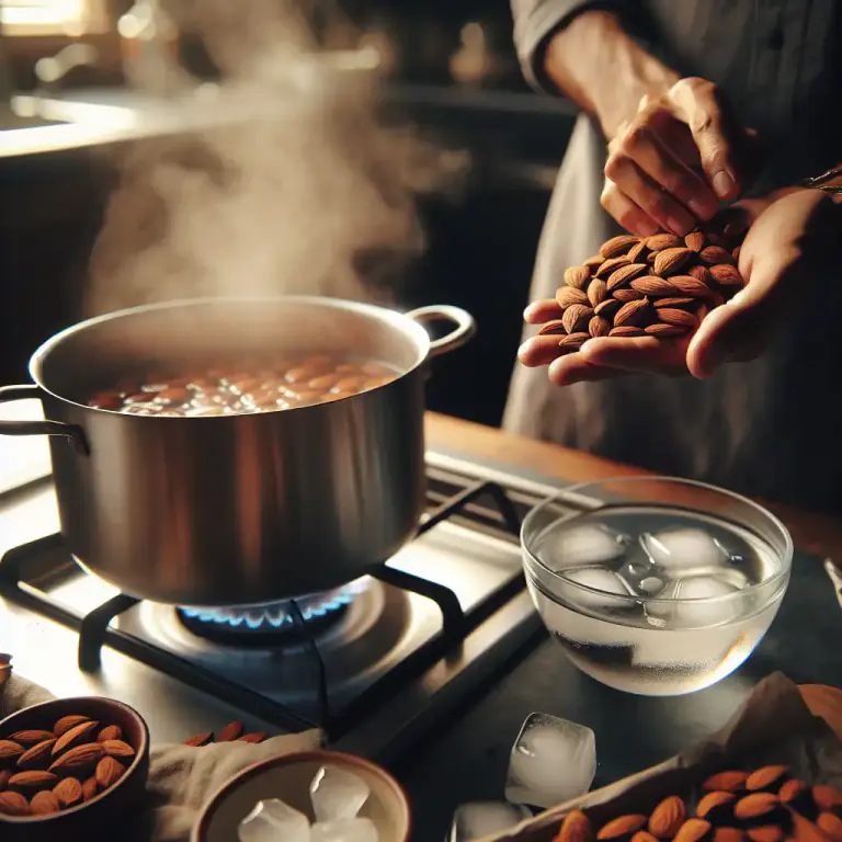 Visual representation of "blanch" - To boil or scald food briefly