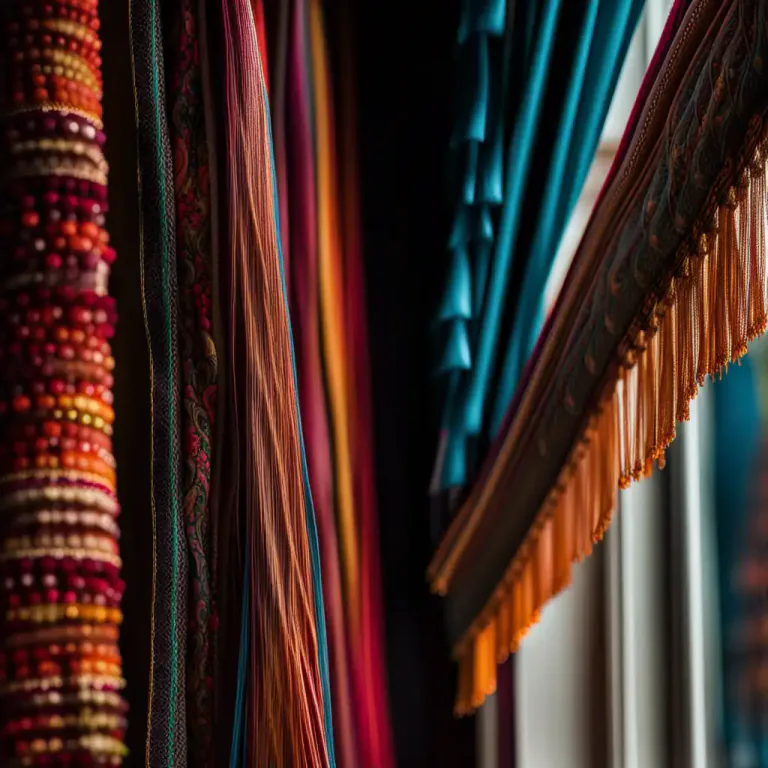 Visual representation of "fringe" - A decorative edge made of small pieces of fabric or threads attached to the border of something