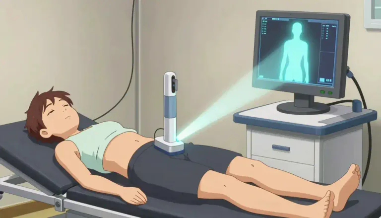 Visual representation of "absorptiometry" - A technique used to measure the absorption of light by a material, often applied in medical tests to assess bone density.