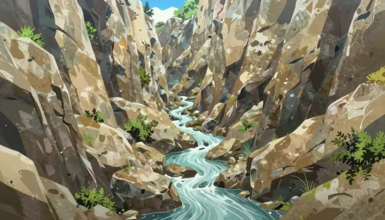 Visual representation of "gulch" - A narrow and steep-sided ravine marking the course of a fast stream.