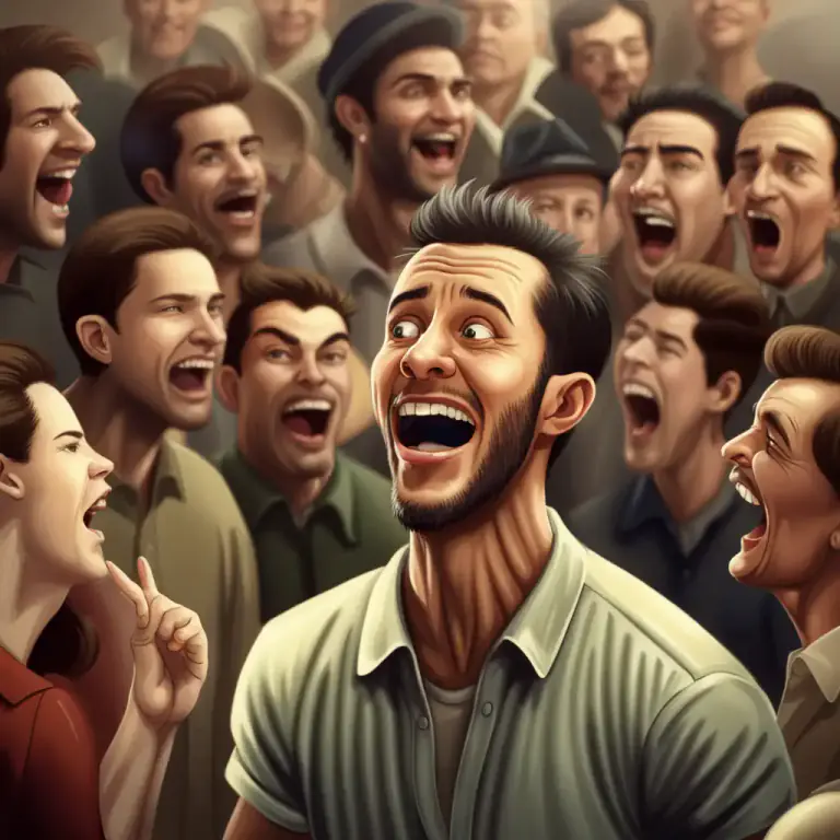 Visual representation of "a straight face" - To hide or suppress one's emotions, especially amusement or laughter