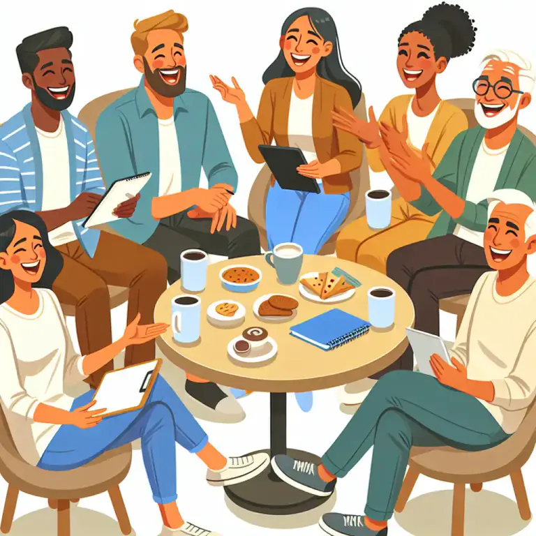 Visual representation of "clambake" - An event where people discuss something informally.