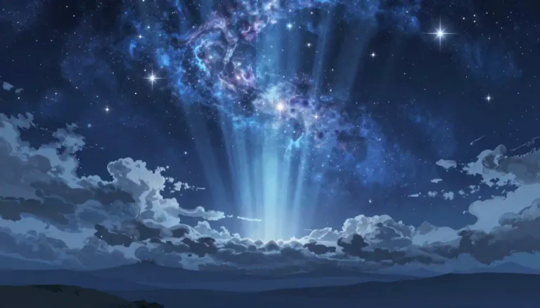 Visual representation of "supernal" - Relating to heaven or the sky; celestial.
