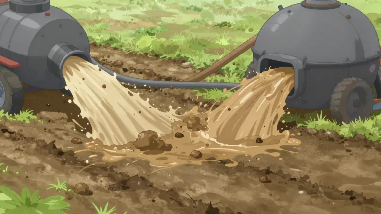 Visual representation of "slurry" - A mixture of liquid and solid waste, often used as fertilizer in farming.