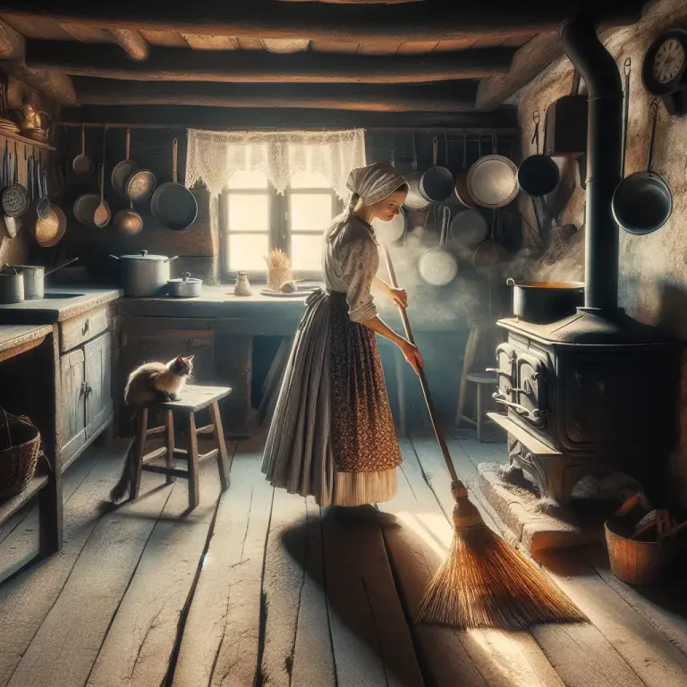 Visual representation of "hind" - A female servant, especially in a rural household