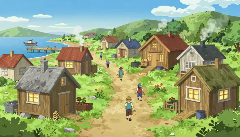 Visual representation of "settlement" - A place where people establish a community to live