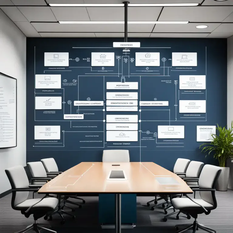 Visual representation of "shake up" - To process of reorganization or restructuring, often to improve efficiency or productivity.