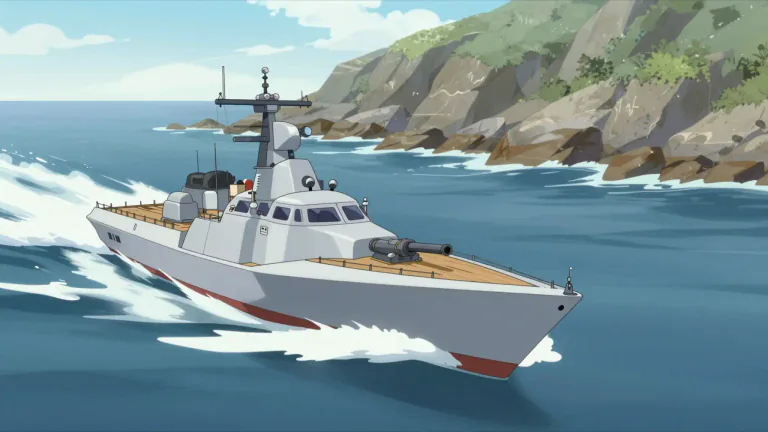 Visual representation of "corvette" - A small, fast warship.
