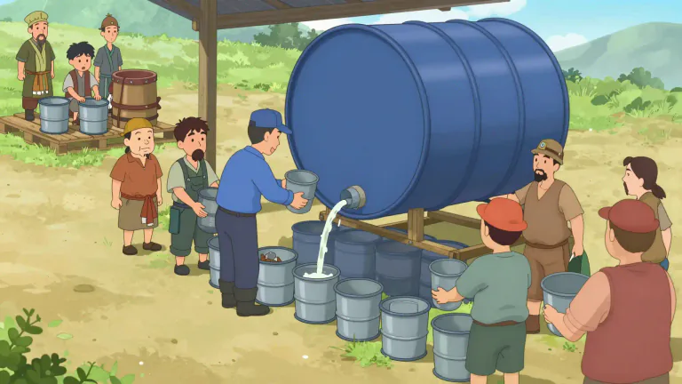 Visual representation of "rationing" - The action of sharing out or limiting the supply of something equally.