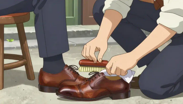 Visual representation of "shoeshine" - The act of cleaning and polishing shoes.