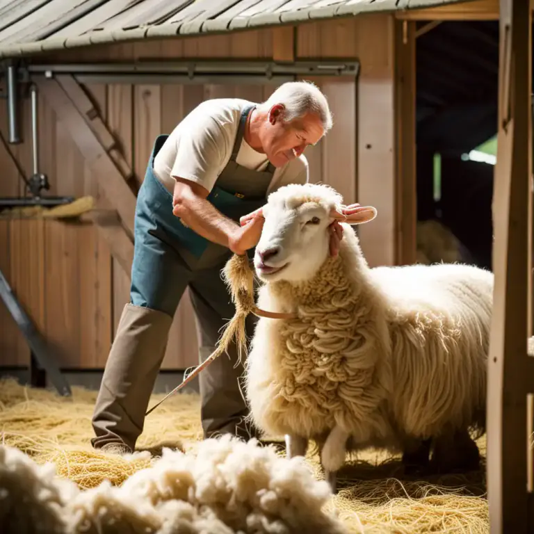 Visual representation of "fleece" - To remove the fleece from a sheep or goat