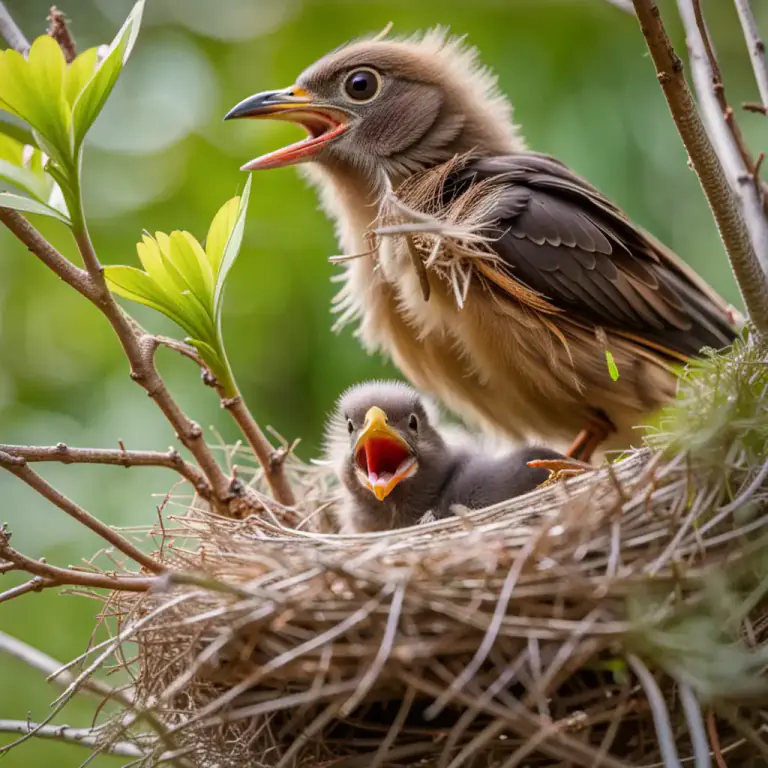 Visual representation of "fly the nest" - When a young bird leaves its nest for the first time, learning to fly and live independently.