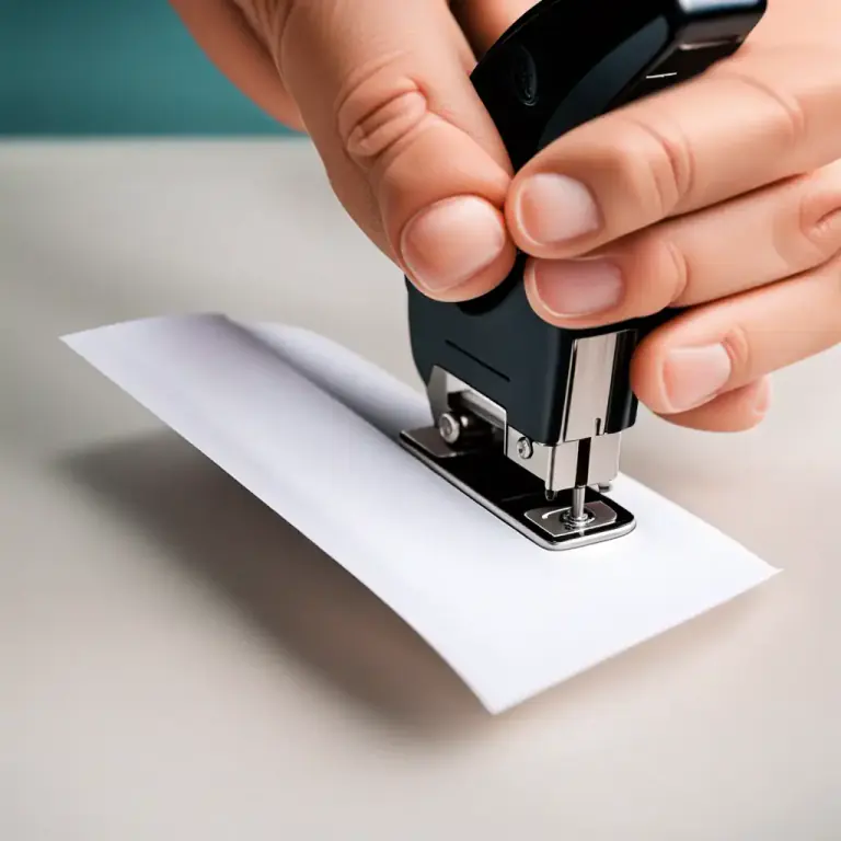 Visual representation of "staple" - To attach with staples