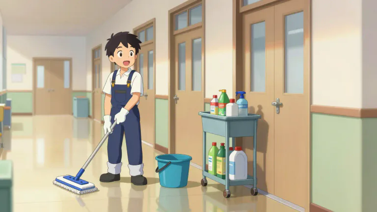 Visual representation of "janitorial" - Referring to services that keep facilities clean and well-maintained.
