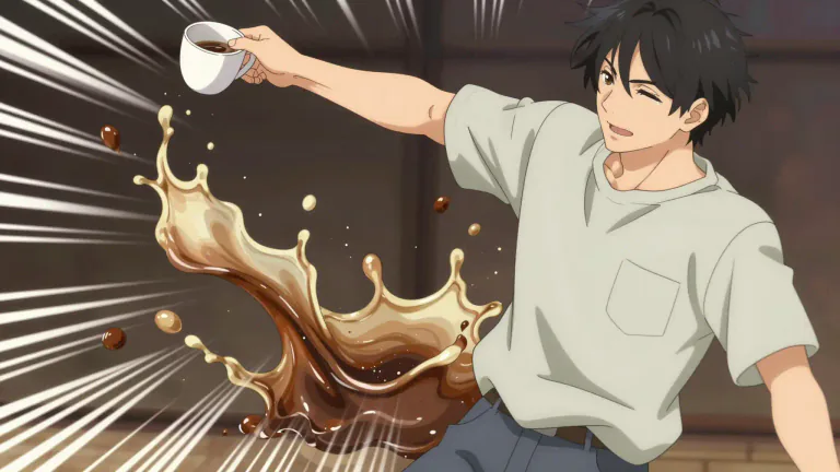 Visual representation of "splash" - to cause liquid to hit or fall on something in a noisy or messy way