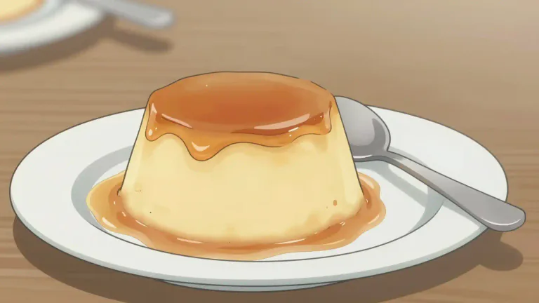 Visual representation of "flan" - A type of dessert made of a creamy custard, often with a caramel topping.