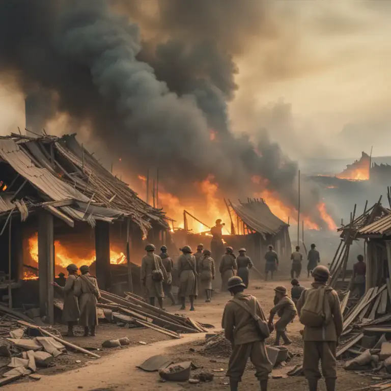 Visual representation of "put something to the torch" - To intentionally burn something, especially buildings