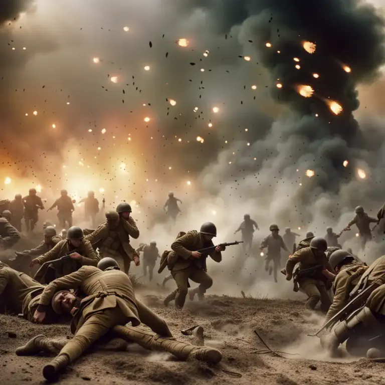 Visual representation of "fall to" - To be defeated or killed
