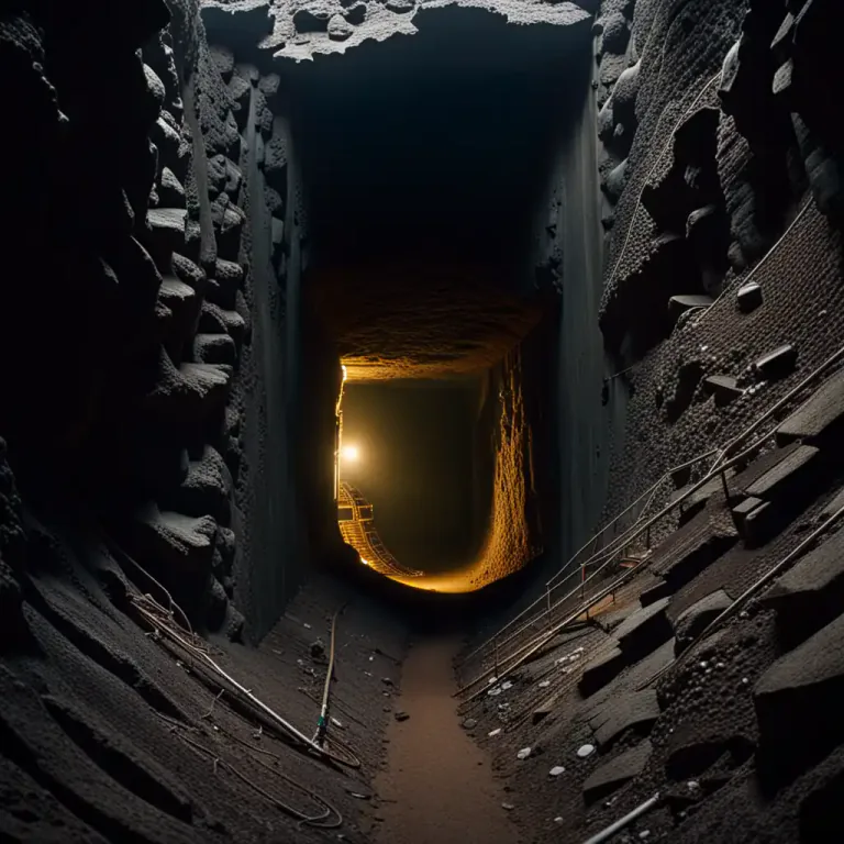 Visual representation of "shaft" - A long hole or tunnel in the ground, for example for mining