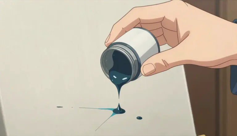 Visual representation of "drib" - To let small drops of liquid fall slowly, often unintentionally.