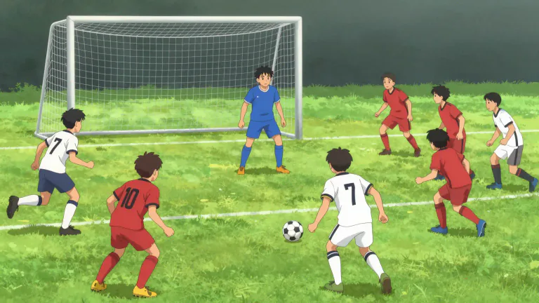 Visual representation of "sweeper" - A person who stands at the back in games and stops the ball