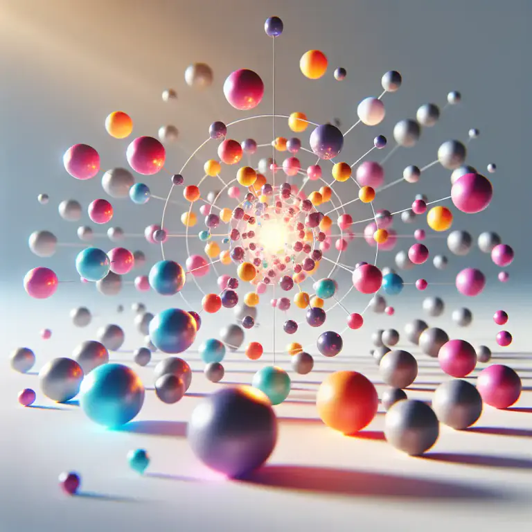 Visual representation of "atomistic" - involving separate or independent atoms, particles, or units