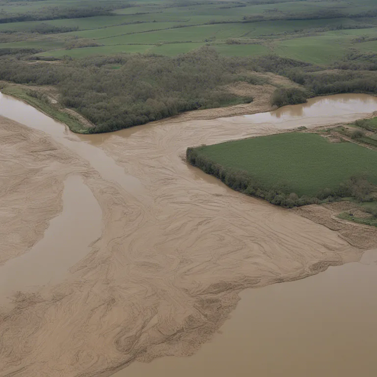 Visual representation of "silt up" - To become blocked or filled with sediment