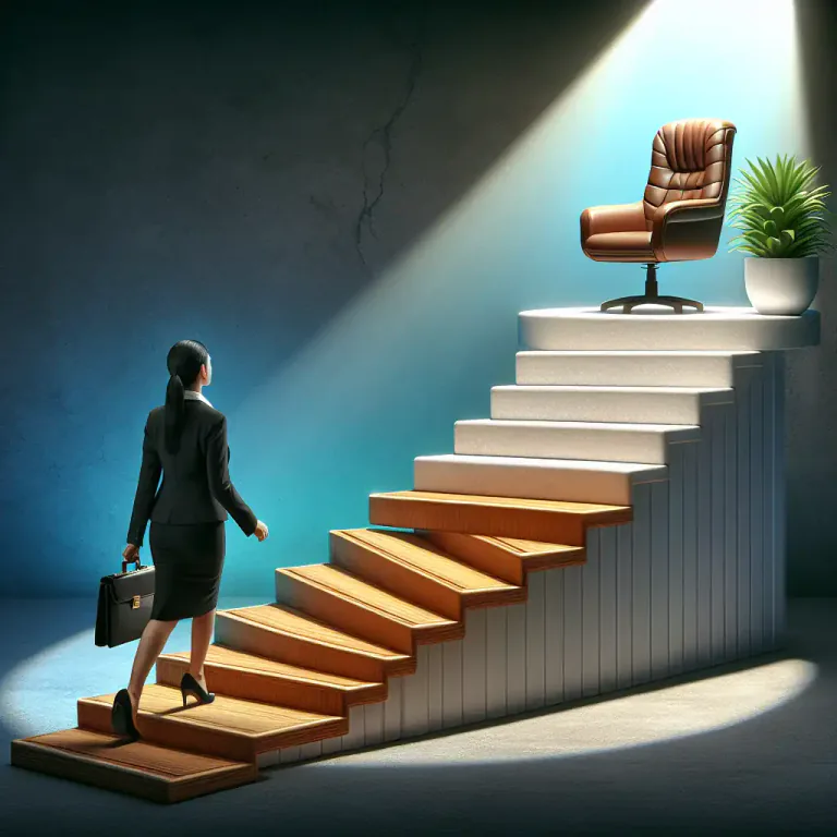 Visual representation of "work your way up" - Gradually achieve a better position in your job or in society by your own efforts