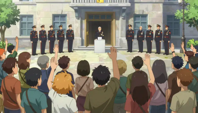 Visual representation of "democratization" - The change of an organization or country to become democratic.
