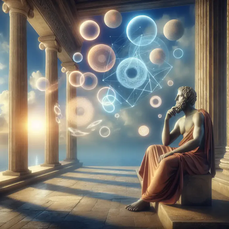 Visual representation of "platonism" - The belief that abstract objects exist, even though they are not part of the natural world.