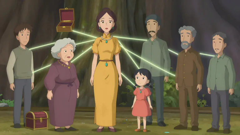 Visual representation of "matrilineal" - Referred to when descent or kinship is traced through the mother's side of the family.