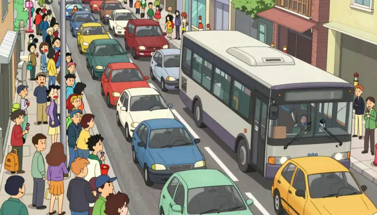 Visual representation of "congestion" - A situation in which a place becomes too blocked or crowded, causing difficulties.