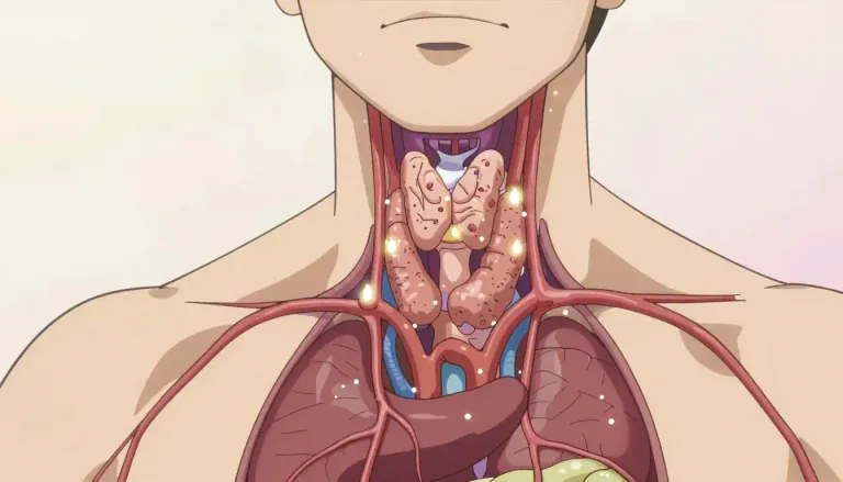 Visual representation of "glandular" - Related to a type of body organ that makes and releases material