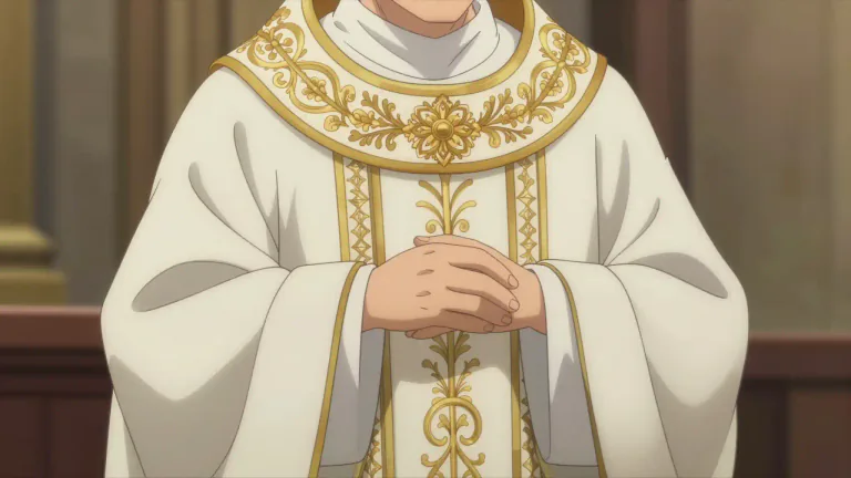 Visual representation of "vestment" - A special piece of clothing worn for religious ceremonies.