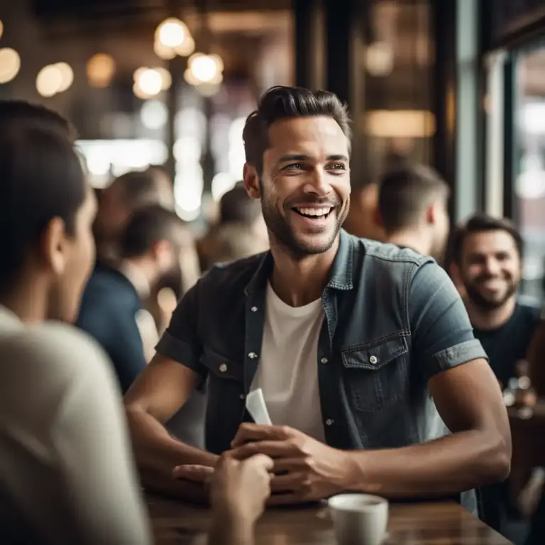Visual representation of "get about" - To socialize or visit places or people