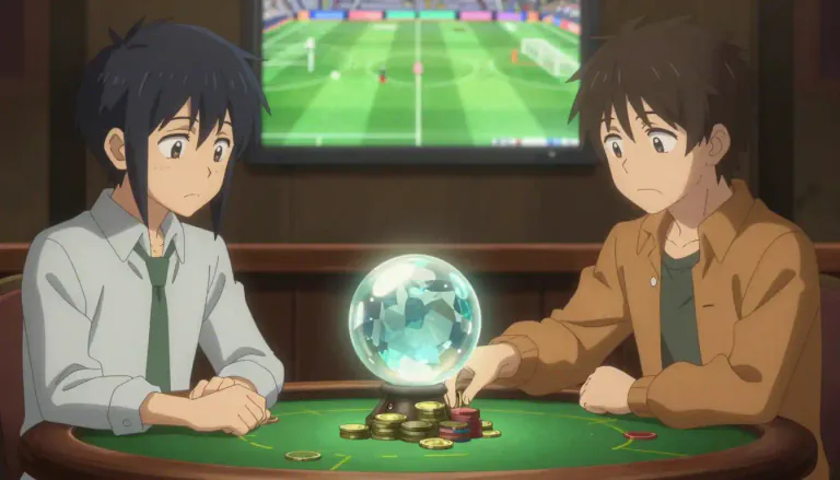 Visual representation of "bet" - To risk money or something valuable on the result of an event.