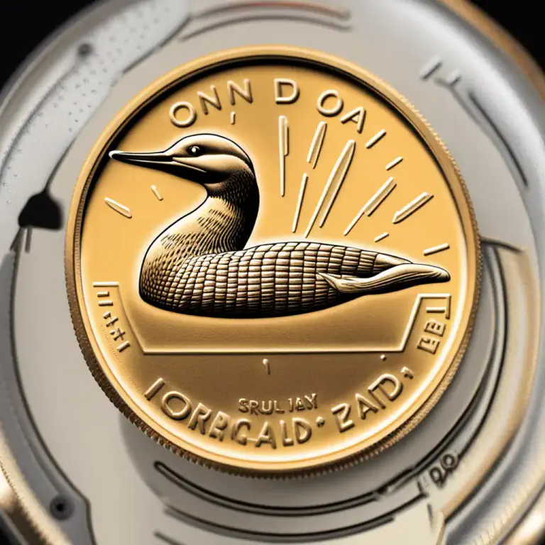 Visual representation of "loony" - Informal term for the Canadian one-dollar coin, which bears the image of a loon bird.