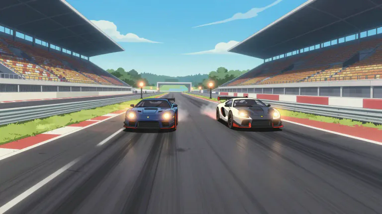 Visual representation of "dragstrip" - A dragstrip is a racing track designed for high-speed automobile races, especially drag races, where two vehicles go head-to-head in a straight line.