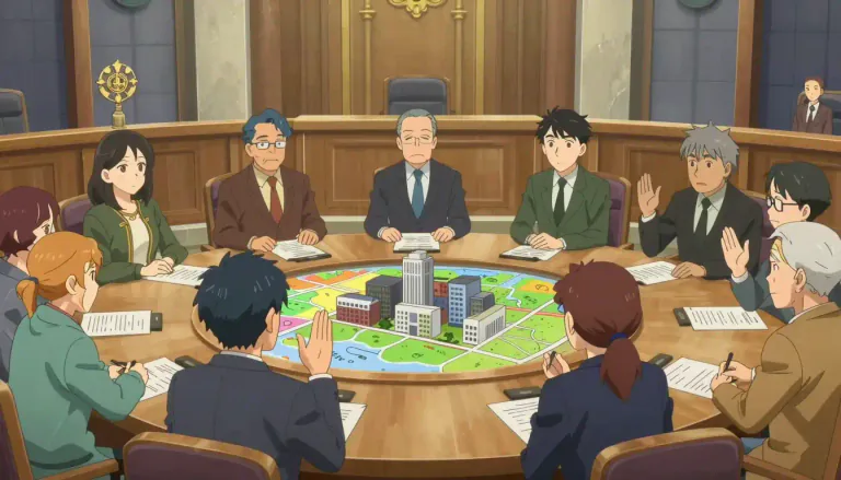 Visual representation of "council" - An organized group of people that are chosen to make rules or decisions on some subject or issue