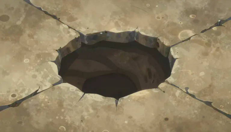 Visual representation of "hole" - A hollow space in a solid object or surface