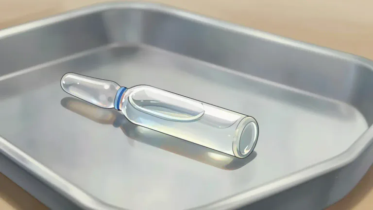Visual representation of "ampoule" - An ampoule is a small sealed vial which is used to contain and preserve a sample or liquid, especially a sensitive compound.