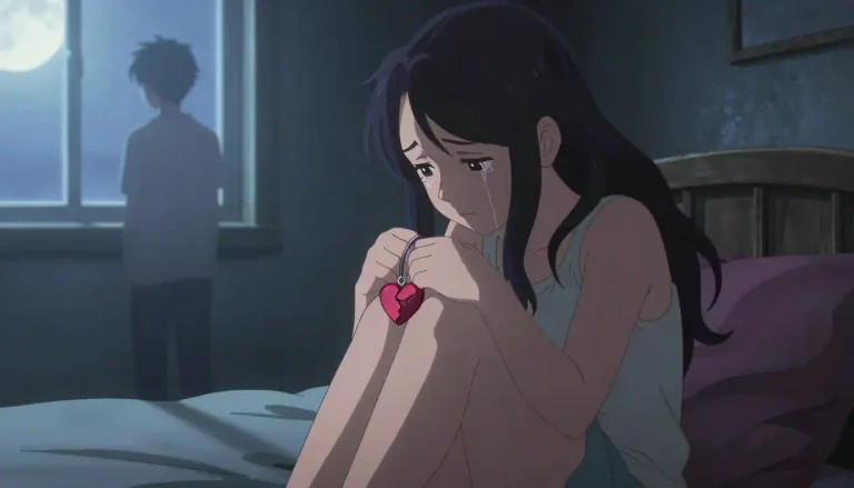 Visual representation of "lovelorn" - Sad because the person you love does not love you back