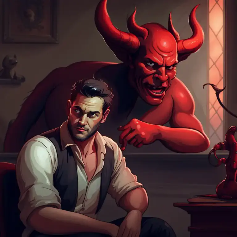 Visual representation of "the devil makes work for idle hands" - If people have nothing to do, they are more likely to get involved in trouble and mischief.
