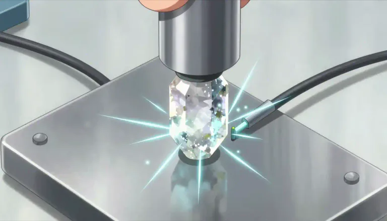 Visual representation of "piezoelectric" - Relating to the electric charge that accumulates in certain materials in response to applied mechanical stress.