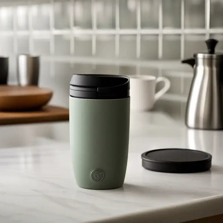 Visual representation of "tumbler" - A type of insulated cup with a lid, typically used for hot drinks.